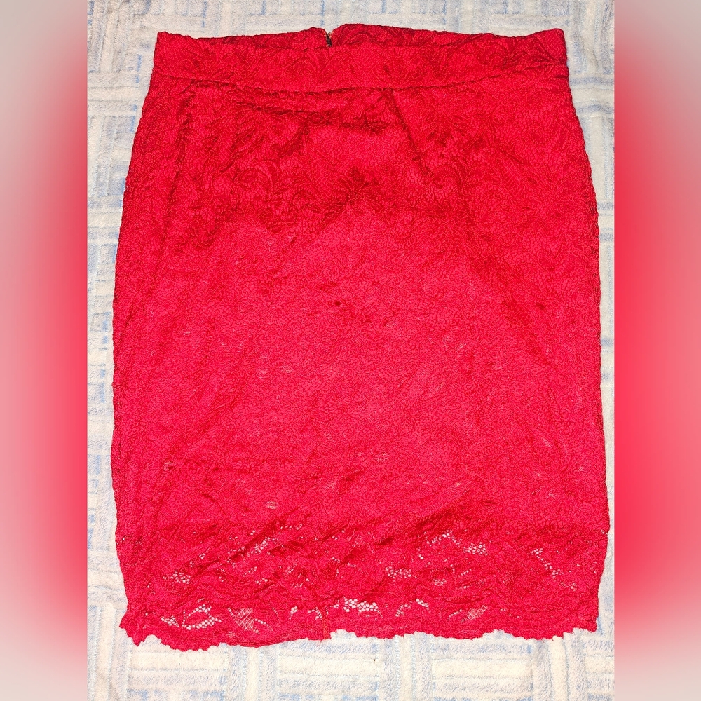 Torrid Vibrant Red Lace Pencil Skirt